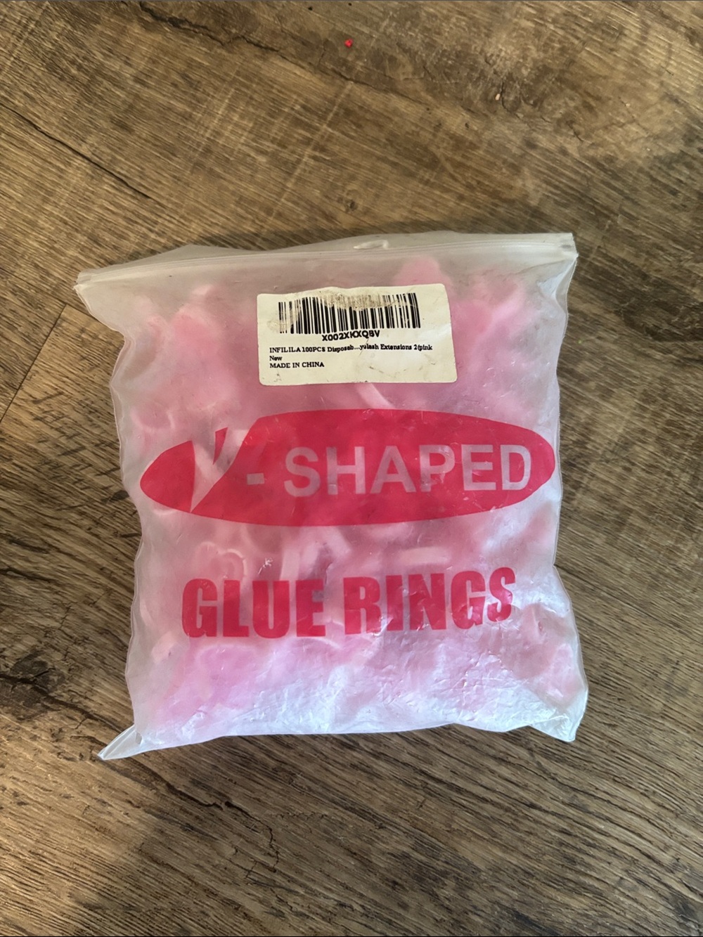 V-Shaped Heart Pink Glue Rings